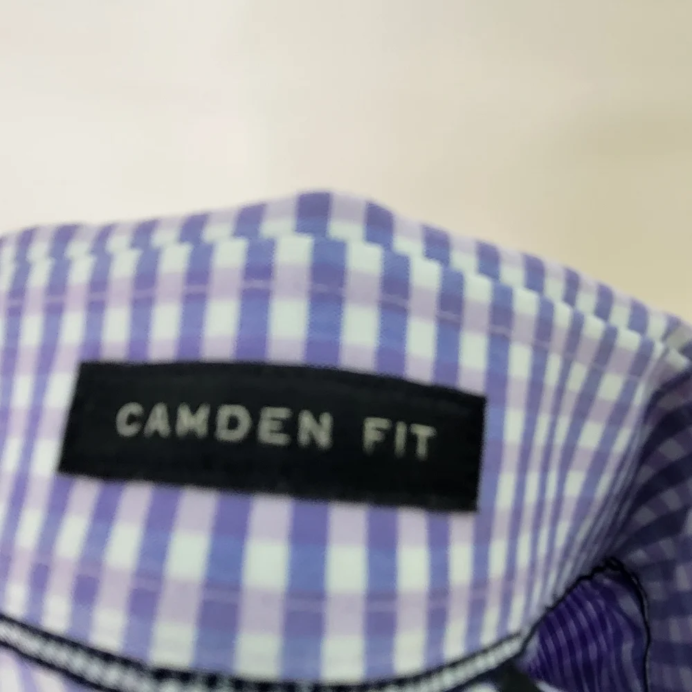 Banana Republic Non-Iron 100% Cotton Stretch Camden Fit Purple Gingham Size Med